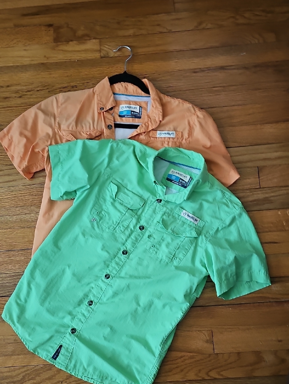 Magellan Outdoors Kids' Button Down Shirts - Mint Green & Peach